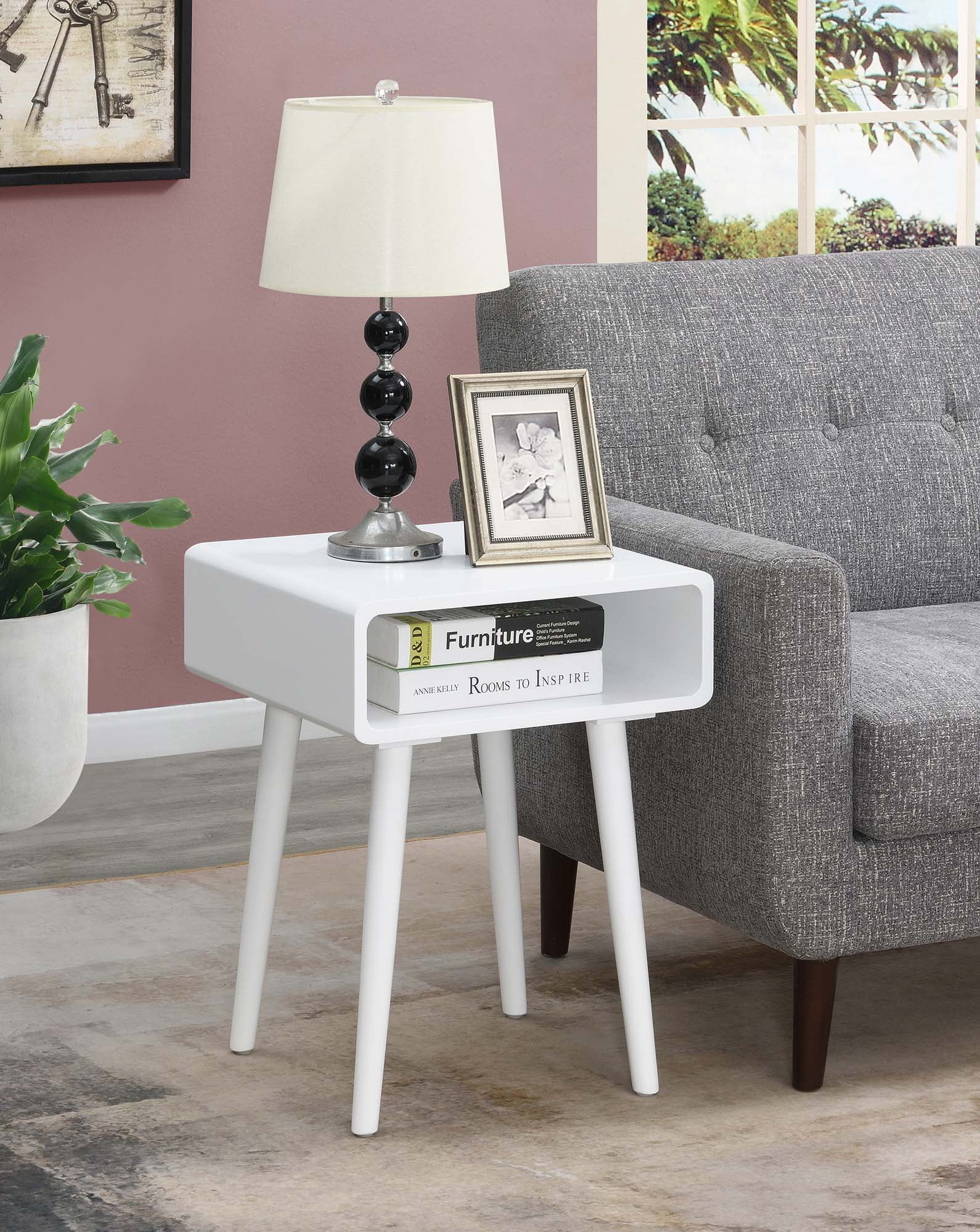 White Poplar Wood End Table with Open Cubby