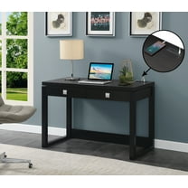 Convenience Concepts Newport 30.75 in. Tall 2 Drawer Desk with Charging Station, Espresso/Black
