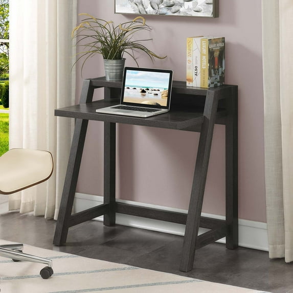 Convenience Concepts Newport 35 inches Tall Lilly 2 Tier Desk, Weathered Gray