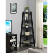 Convenience Concepts Newport 5 Tier Wide Corner Bookcase, Black