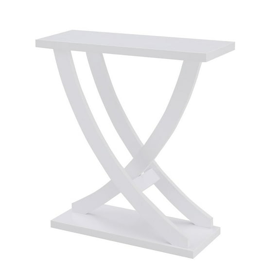 Convenience Concepts Newport Criss-Cross Console Table in White Wood Finish