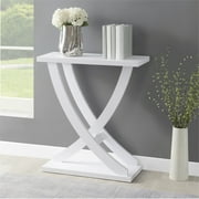 Convenience Concepts Newport Criss-Cross Console Table in White Wood Finish