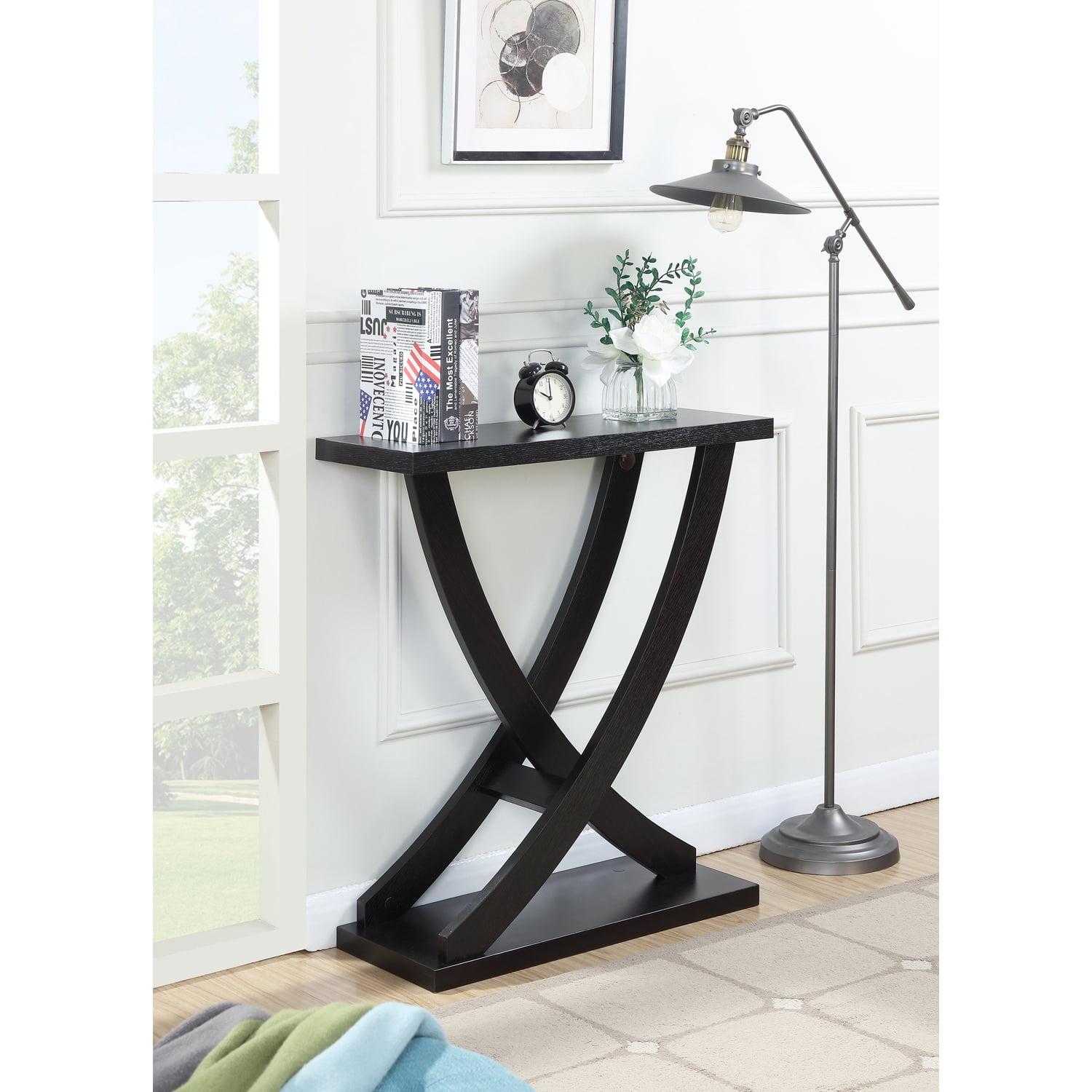 Convenience Concepts Newport Cross Step Console Table Espresso