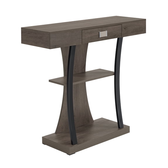 Convenience Concepts Newport 1 Drawer Harri Console Table with Shelves, Charcoal Gray