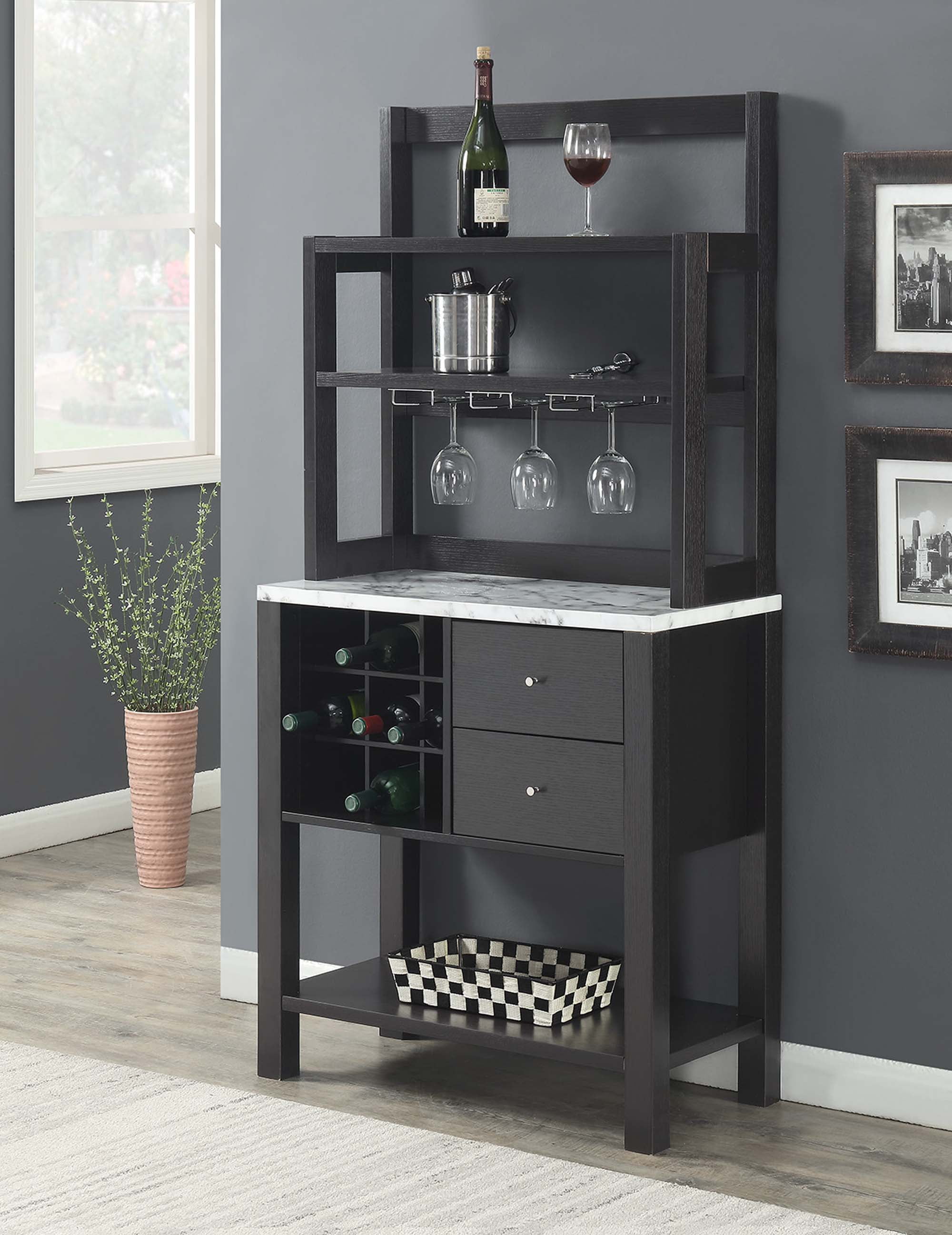 Convenience Concepts Newport Serving Bar in Espresso Wood Finish