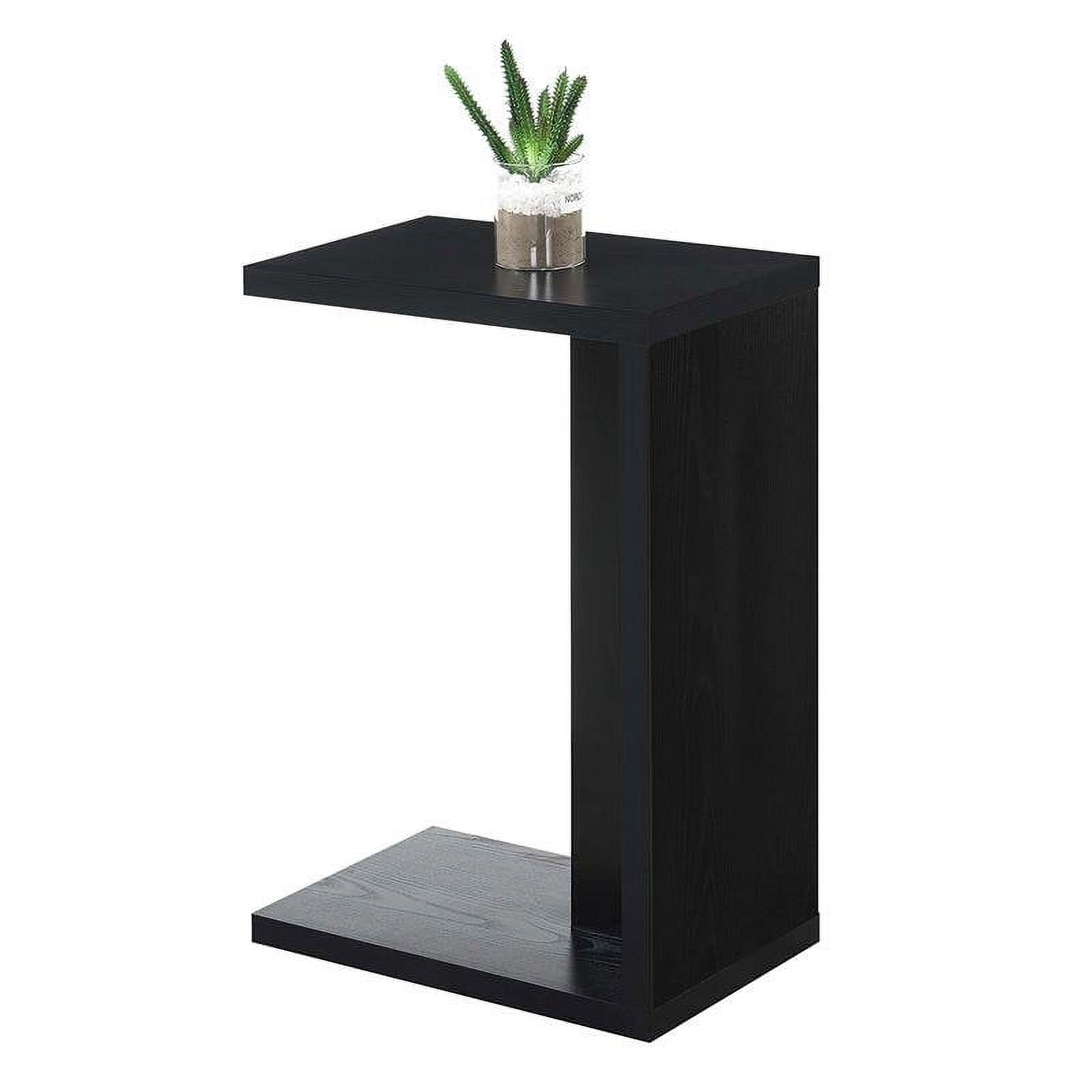 Black Rectangular Wood C-Shaped End Table