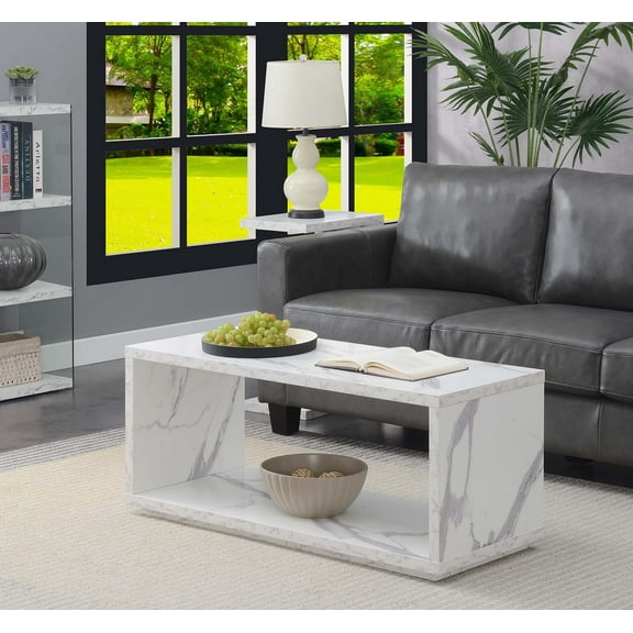 Convenience Concepts Northfield Admiral Coffee Table, Faux White Marble
