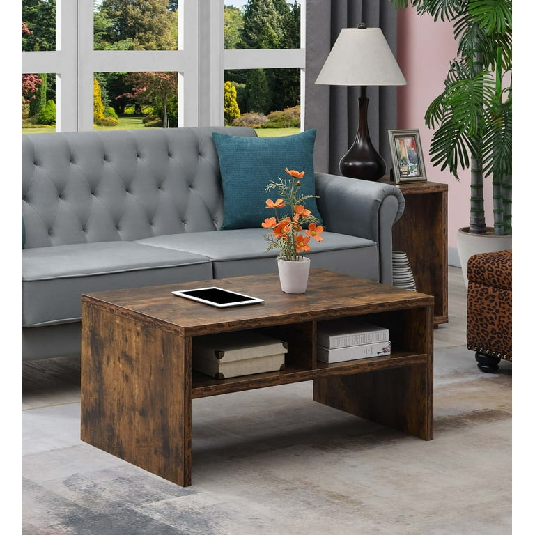 Convenience Concepts Northfield Admiral Deluxe Coffee Table with Shelves Barnwood