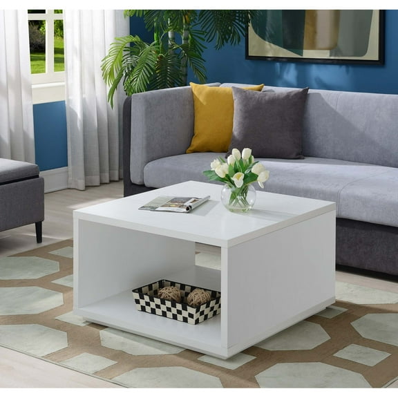 Convenience Concepts Northfield Admiral Square Coffee Table in White Wood Finish
