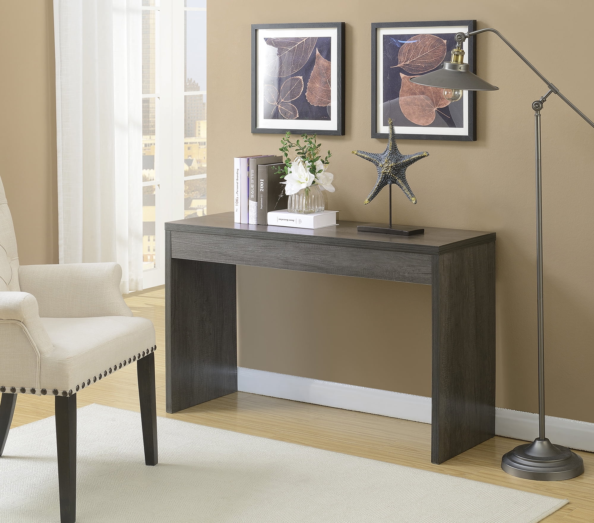 Convenience Concepts Northfield Hall Console Desk Table Desk Weathered Gray