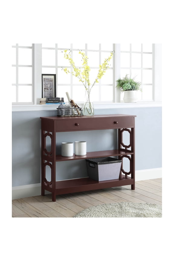 Omega 1 Drawer Console Table with Shelves, Espresso