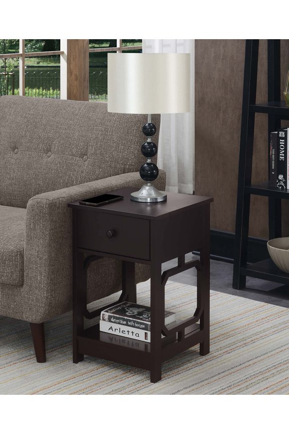 Omega 1 Drawer End Table, Espresso