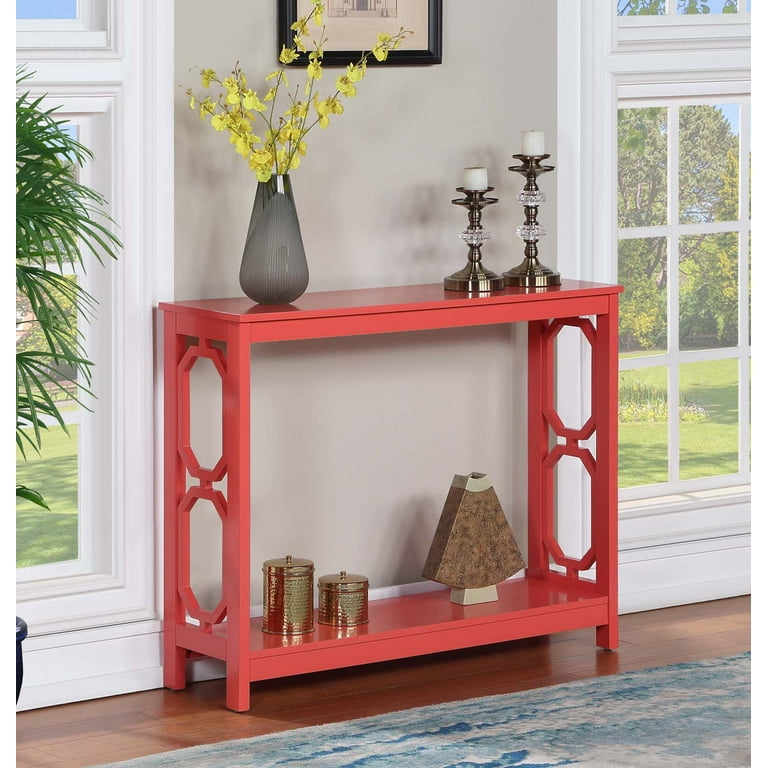 Convenience Concepts Omega Console Table with Shelf Coral