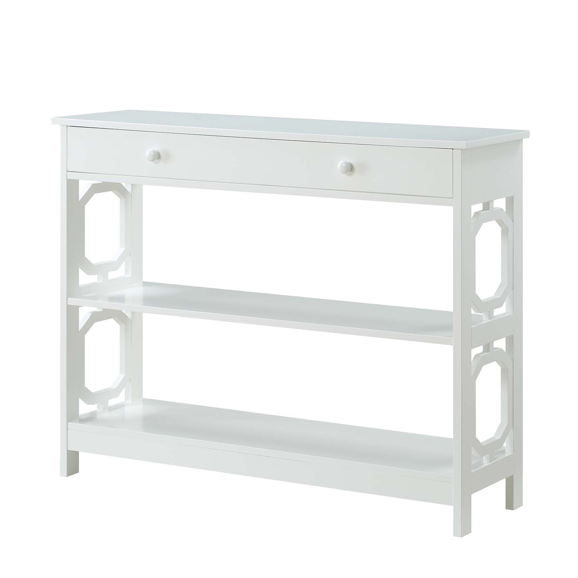 Omega White Wood Geometric Console Table with Storage