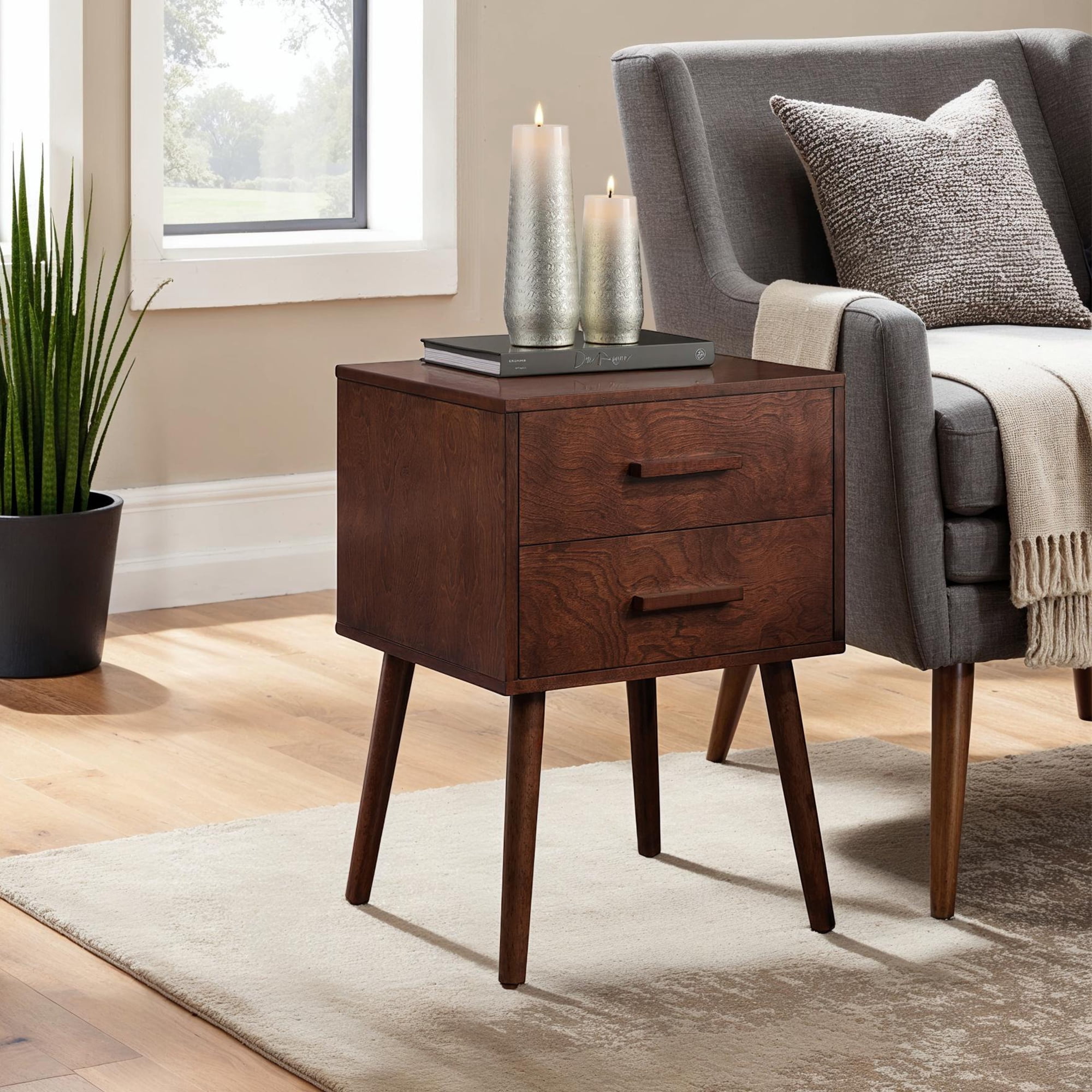 Convenience Concepts Oslo 2 Drawer End Table, Espresso