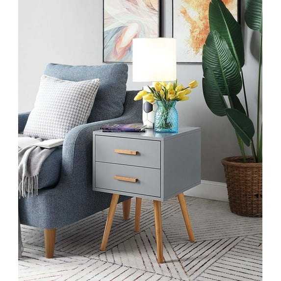 Convenience Concepts Oslo 2 Drawer End Table, Gray