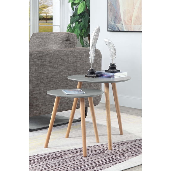 Convenience Concepts Oslo Nesting End Tables, Gray/Light Oak