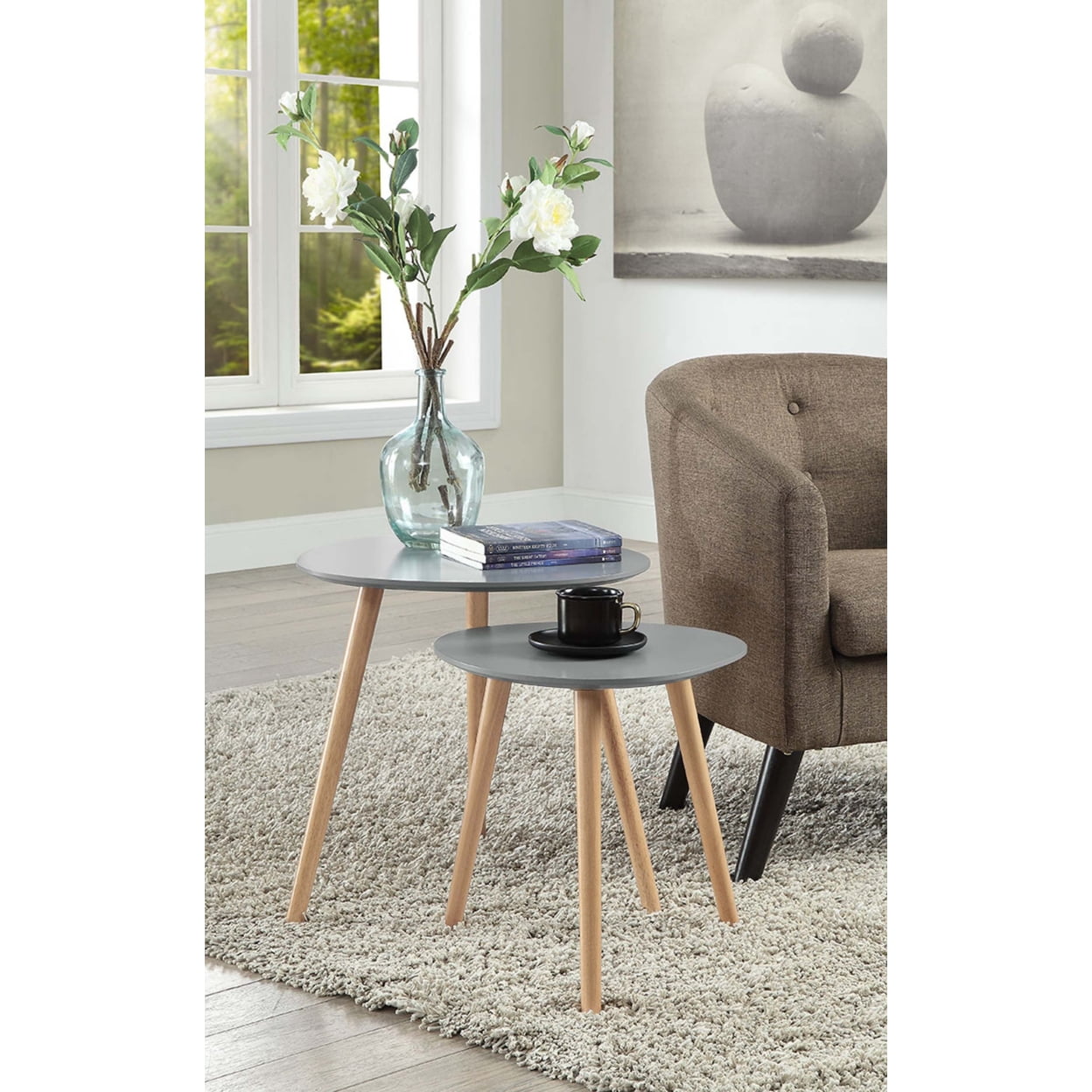 Oslo Gray and Light Oak Nesting End Tables