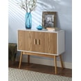 thumbnail image 1 of Convenience Concepts Oslo Storage Console with Cabinet and Shelves, White/Woodgrain, 1 of 4
