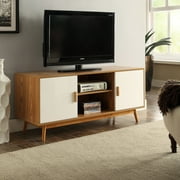 Convenience Concepts Oslo TV Stand with Storage Cabinets and Shelves, Woodgrain/White