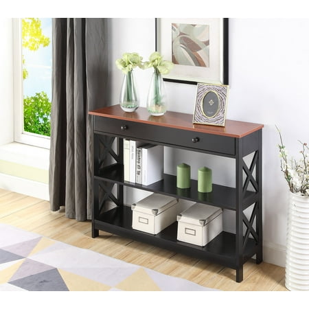 Convenience Concepts Oxford 1 Drawer Console Table, Cherry/Black
