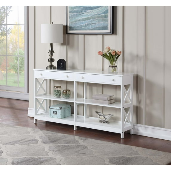 Convenience Concepts Oxford 2 Drawer 60 inch Console Table with Shelves
