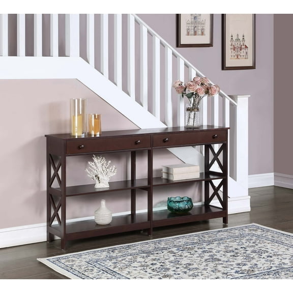 Convenience Concepts Oxford 2 Drawer 60 inch Console Table with Shelves