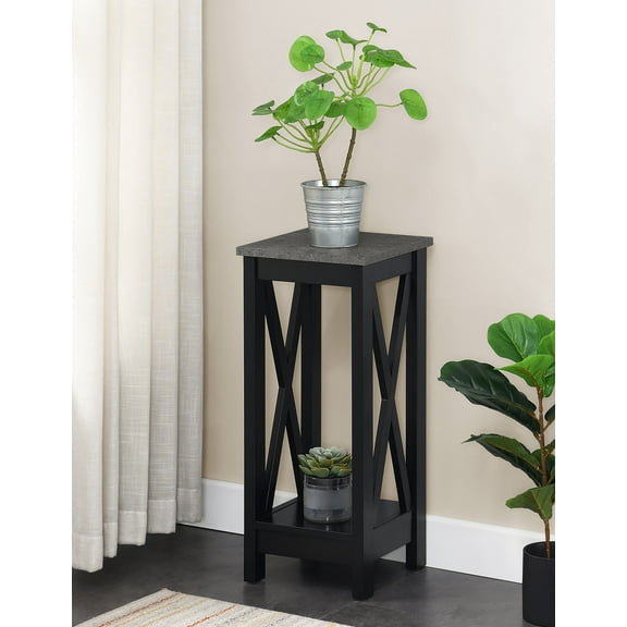 Convenience Concepts Oxford 2 Tier Plant Stand, Cement/Black