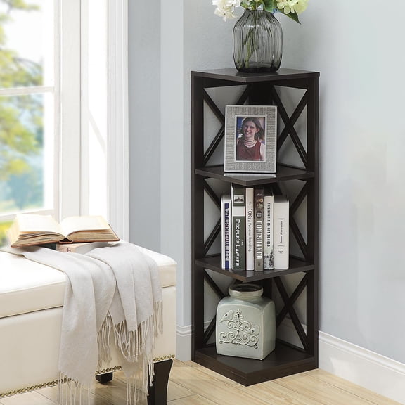 Convenience Concepts Oxford 3 Tier Corner Bookcase, Multiple Finishes