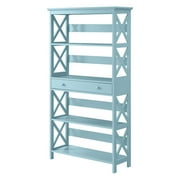 Convenience Concepts Oxford 4 Tier Standard Bookcase with 1 Drawer, Sea Foam Blue