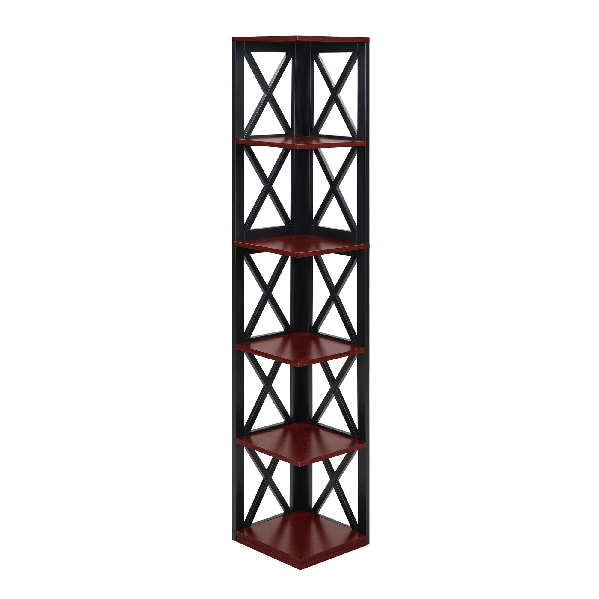 Convenience Concepts Oxford 5 Tier Corner Bookcase, Cherry and Black