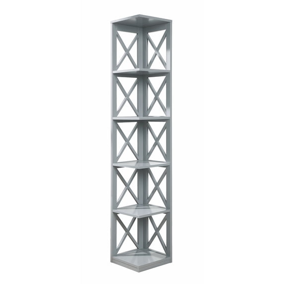 Convenience Concepts Oxford 5 Tier Corner Bookcase, Gray