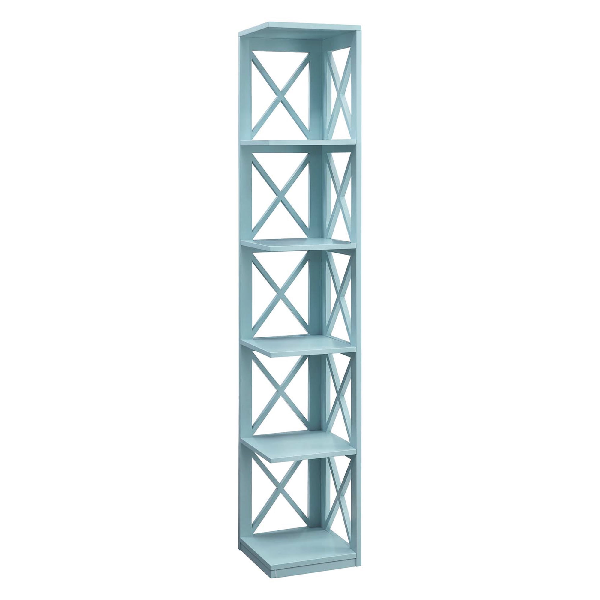 Convenience Concepts Oxford 5 Tier Corner Bookcase, Sea Foam Blue