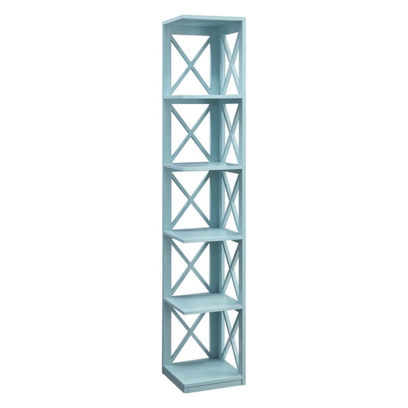 Convenience Concepts Oxford 5 Tier Corner Bookcase, Sea Foam Blue