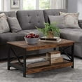 thumbnail image 1 of Convenience Concepts Oxford Coffee Table with Shelf, Barnwood/Black, 1 of 5