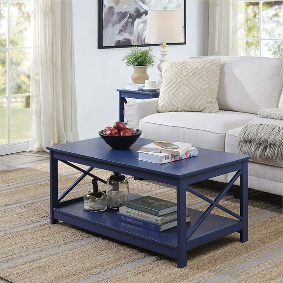 Convenience Concepts Oxford Coffee Table with Shelf, Cobalt Blue
