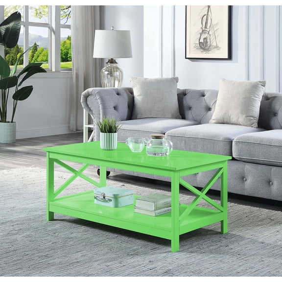 Convenience Concepts Oxford Coffee Table with Shelf, Lime