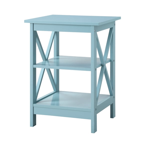 Convenience Concepts Oxford End Table with Shelves, Sea Foam Blue
