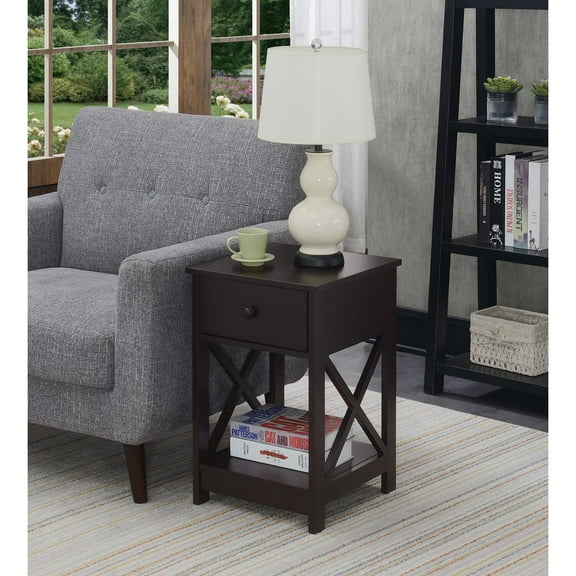Convenience Concepts Oxford One-Drawer End Table in Espresso Wood Finish