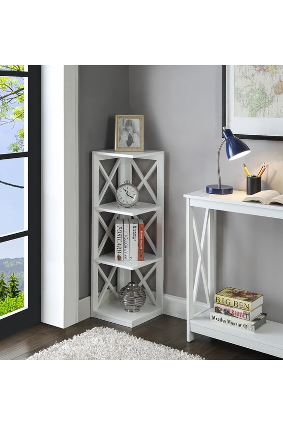 Oxford 3 Tier Corner Bookcase, White