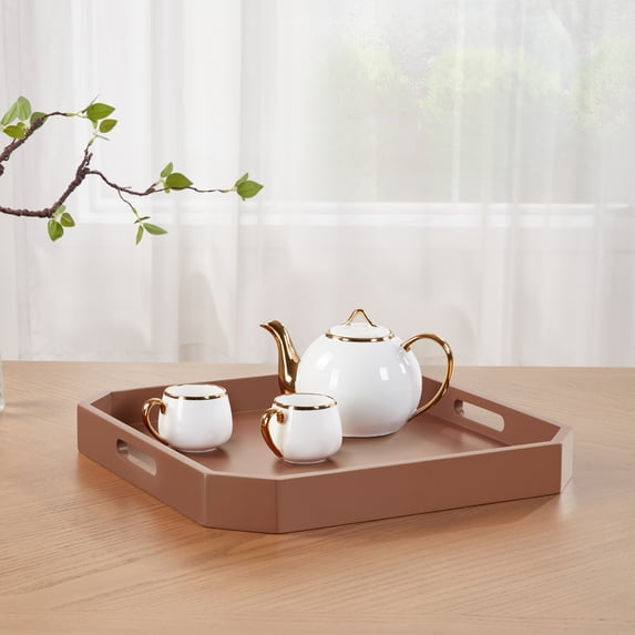 Convenience Concepts Palm Beach Geometric Decorative Serving Tray, Terracotta