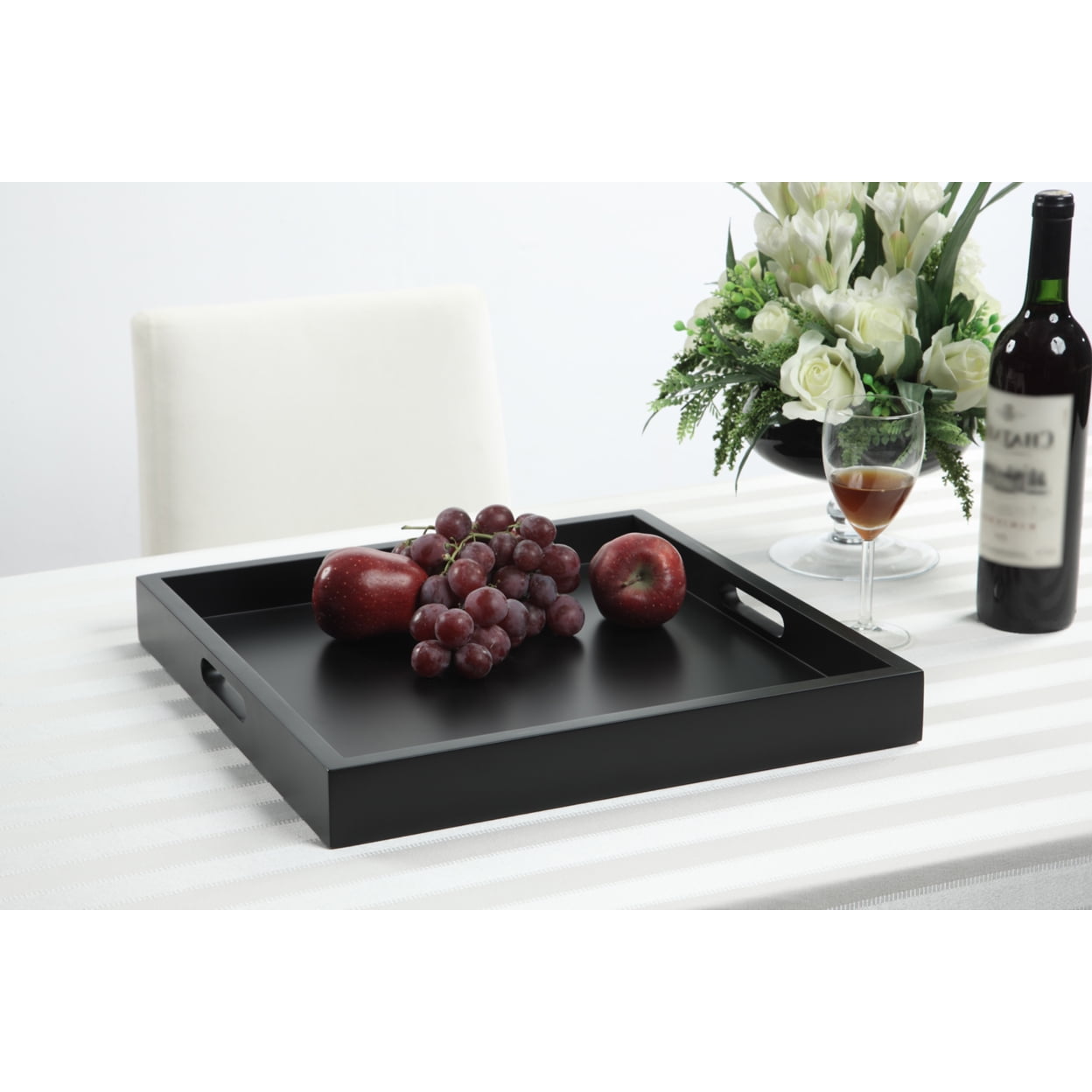 Black 17" MDF Modern Decorative Serving Tray