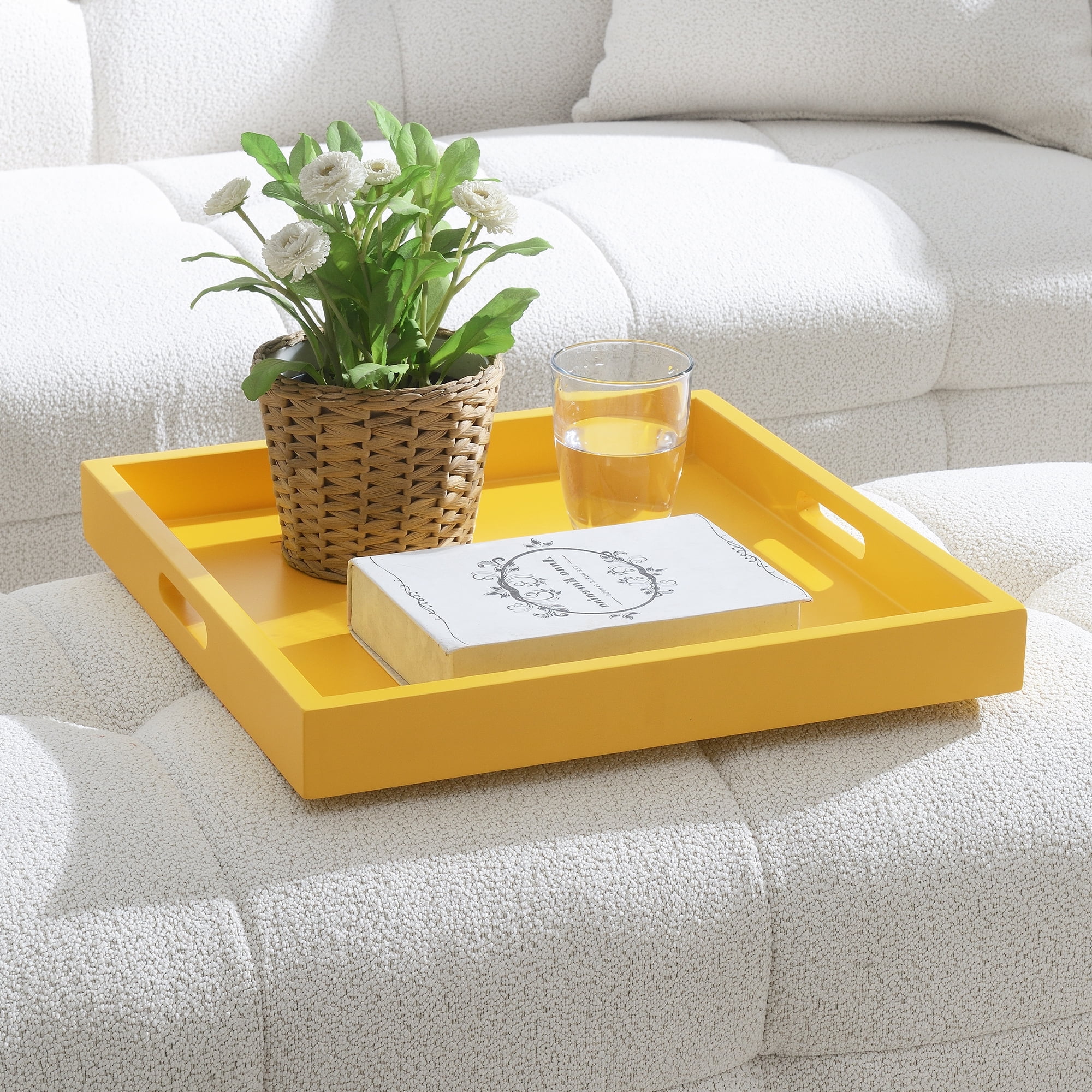 17" Mustard Yellow Lightweight MDF Serving Tray