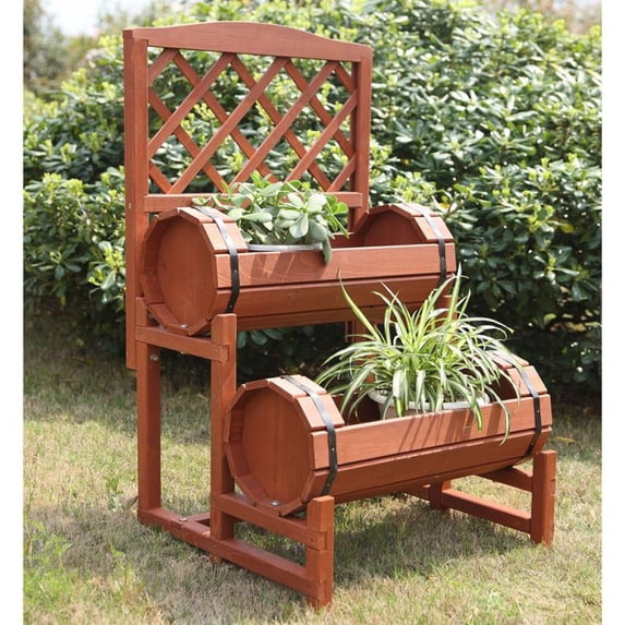 Convenience Concepts Double Barrel Planter 19.62L 16.5W 31.5H