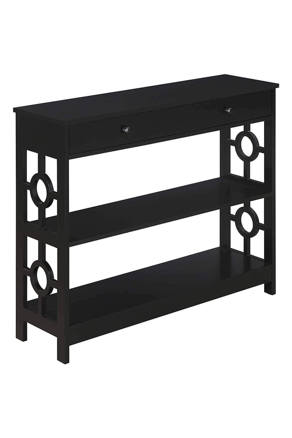Ring 1 Drawer Console Table in Black Wood Finish