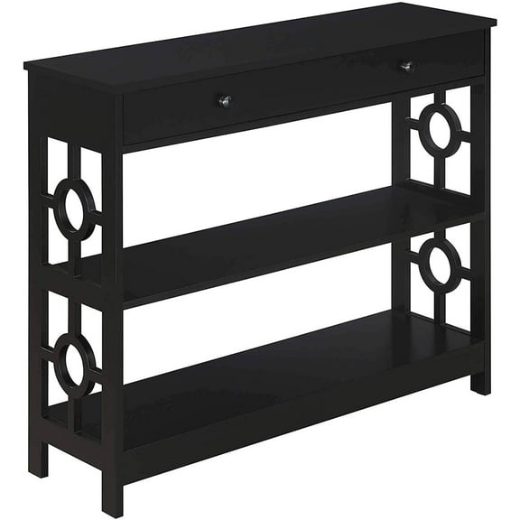 Convenience Concepts Ring 1 Drawer Console Table in Black Wood Finish