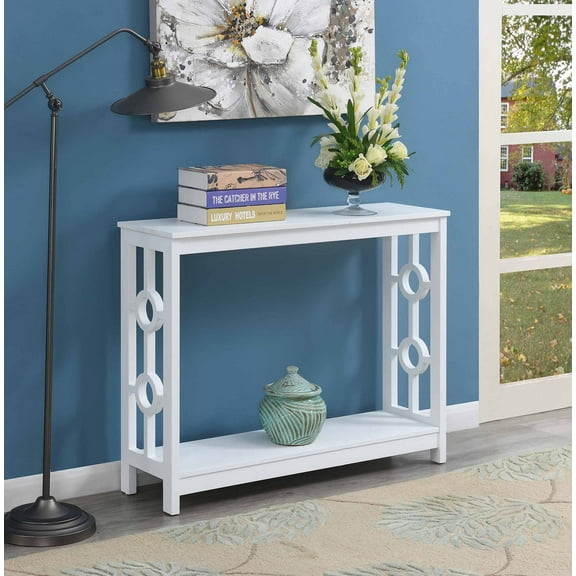 Convenience Concepts Ring Console Table with Shelf. White