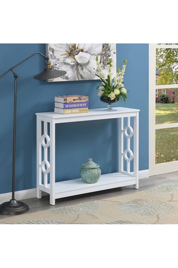 Ring Console Table with Shelf. White