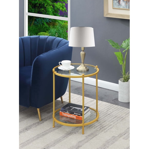 Convenience Concepts Royal Crest 18 In. Chrome Standard Height Round Glass Top End Table S11 143