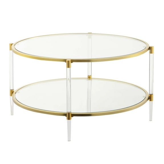 Convenience Concepts Royal Crest Acrylic Glass Coffee Table, Clear/Gold